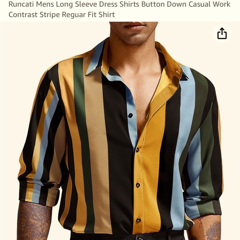 Runcati Men’s Long Sleeve,L&XL, stripped shirt, vintage, casual,summer, beach